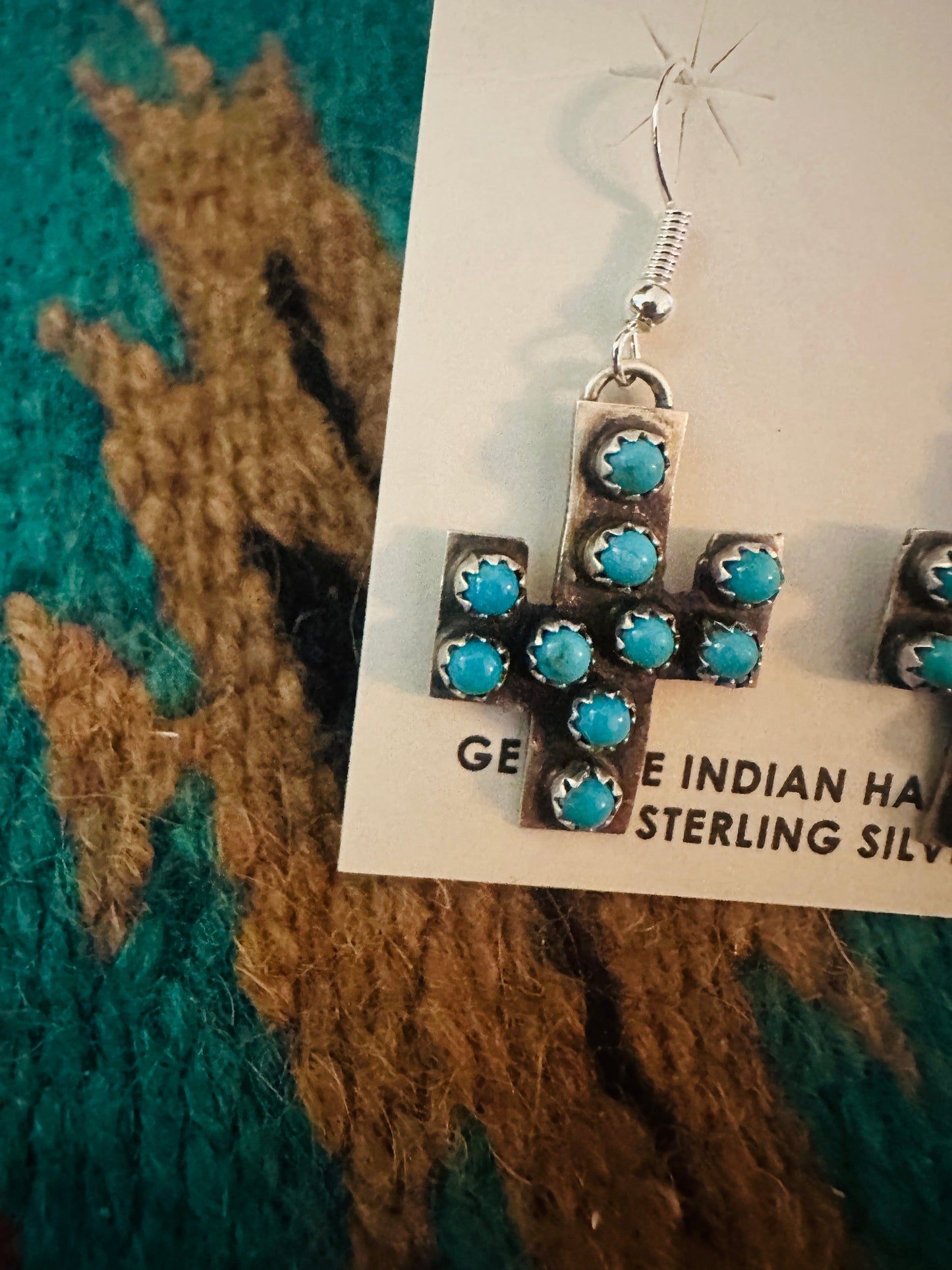 Handcrafted Sterling Silver & Turquoise Cactus Dangle Earrings