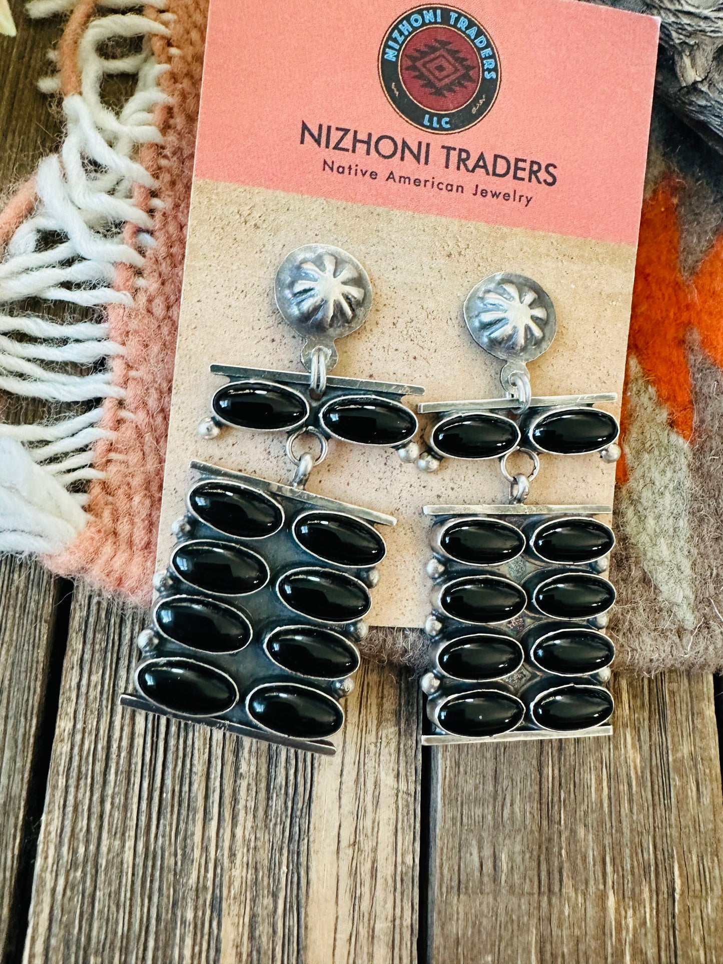 Handcrafted Onyx & Sterling Silver Dangle Earrings