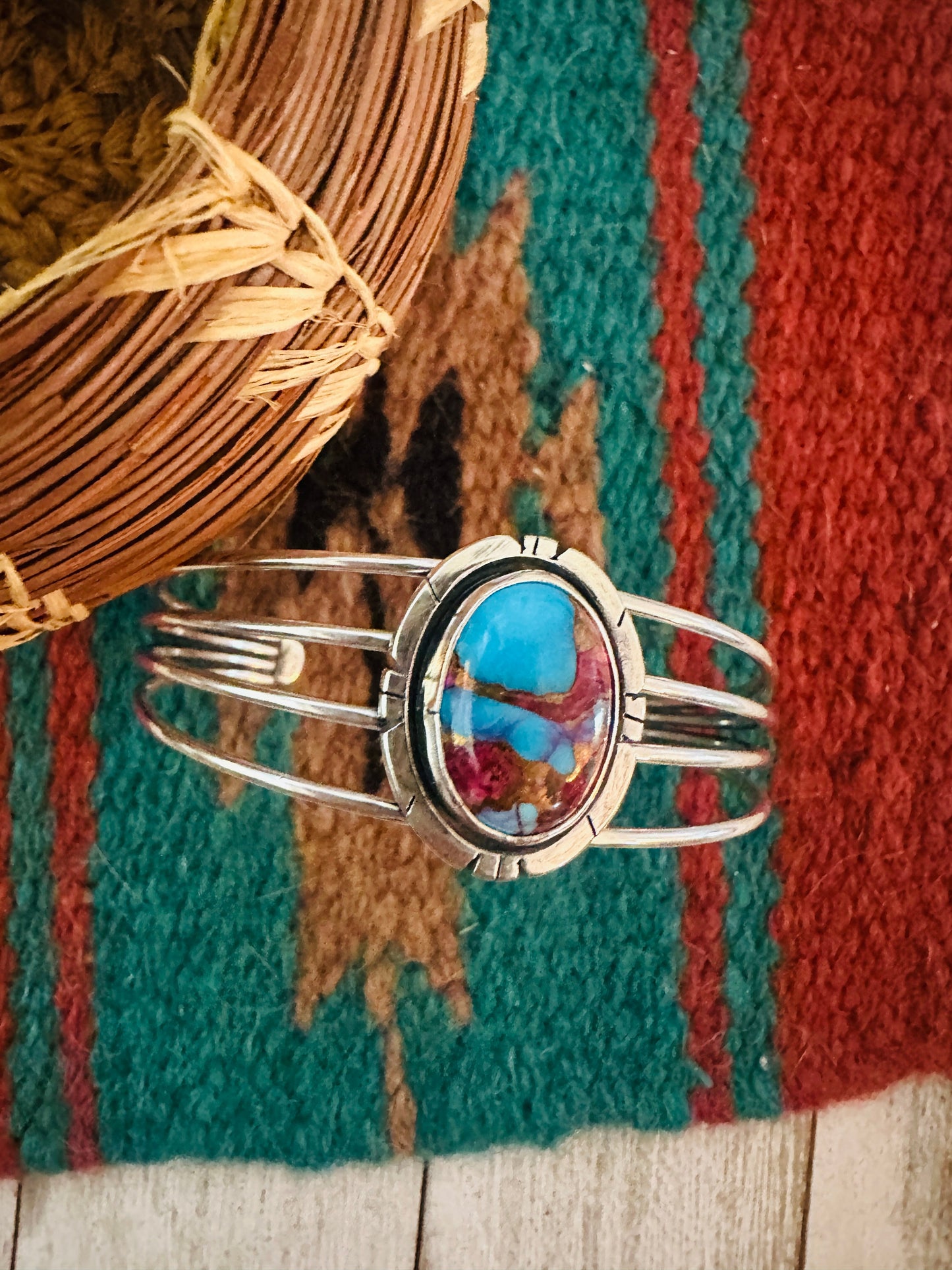 Handcrafted Sterling Silver & Pink Dream Mojave Cuff Bracelet