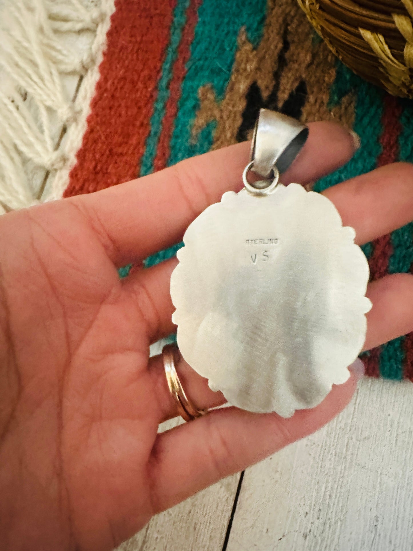 Navajo Sonoran Gold Turquoise, Wild Horse and Sterling Silver Cluster Pendant