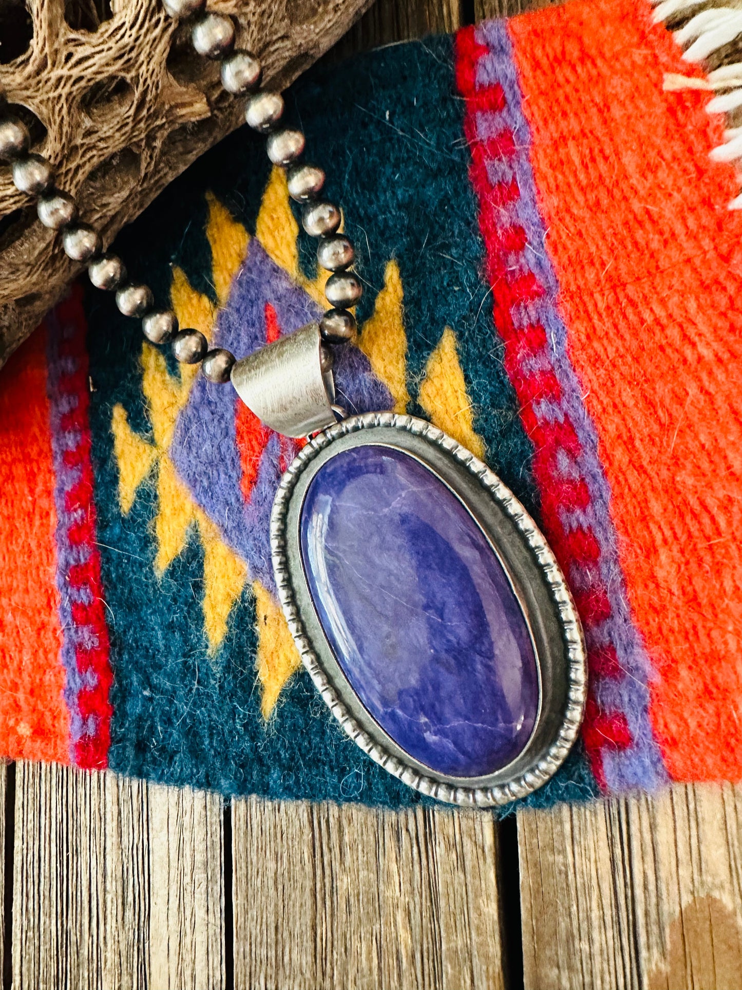 Handcrafted Charoite and Sterling Silver Star Pendant