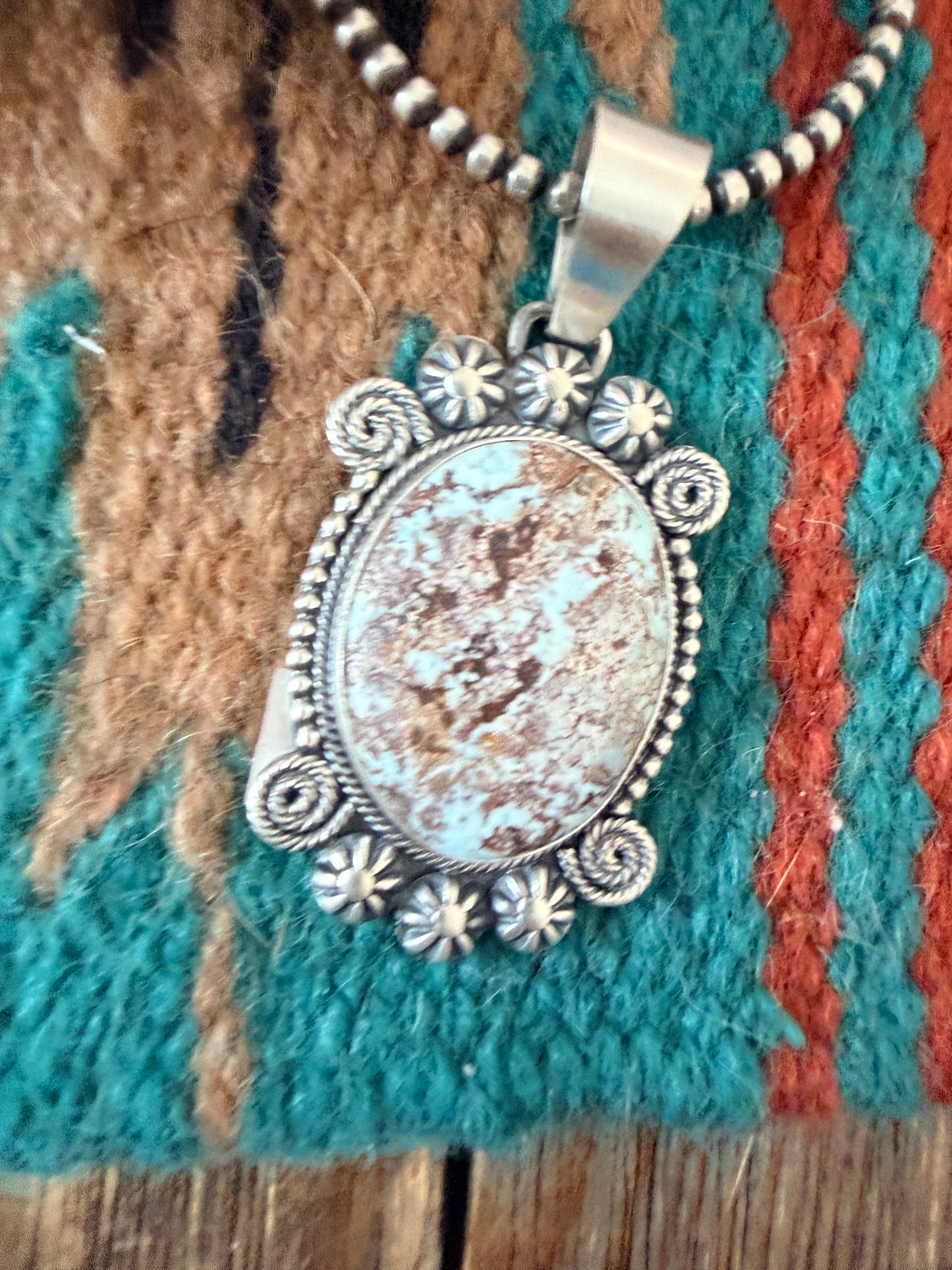 Handcrafted Sterling Silver & Dry Creek Turquoise Pendant by Daniel Benally