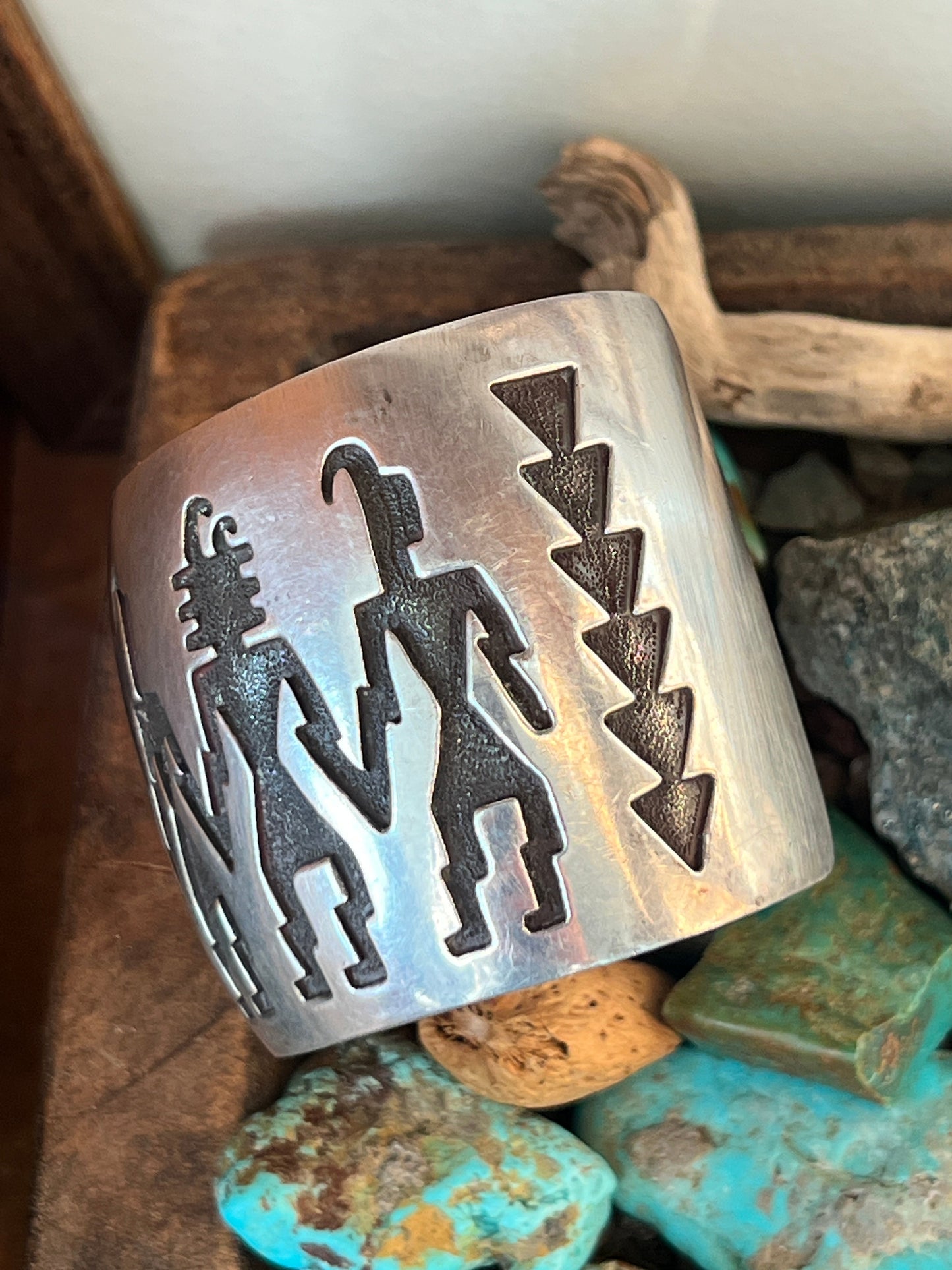Handcrafted Vintage Sterling Silver Petroglyph Cuff