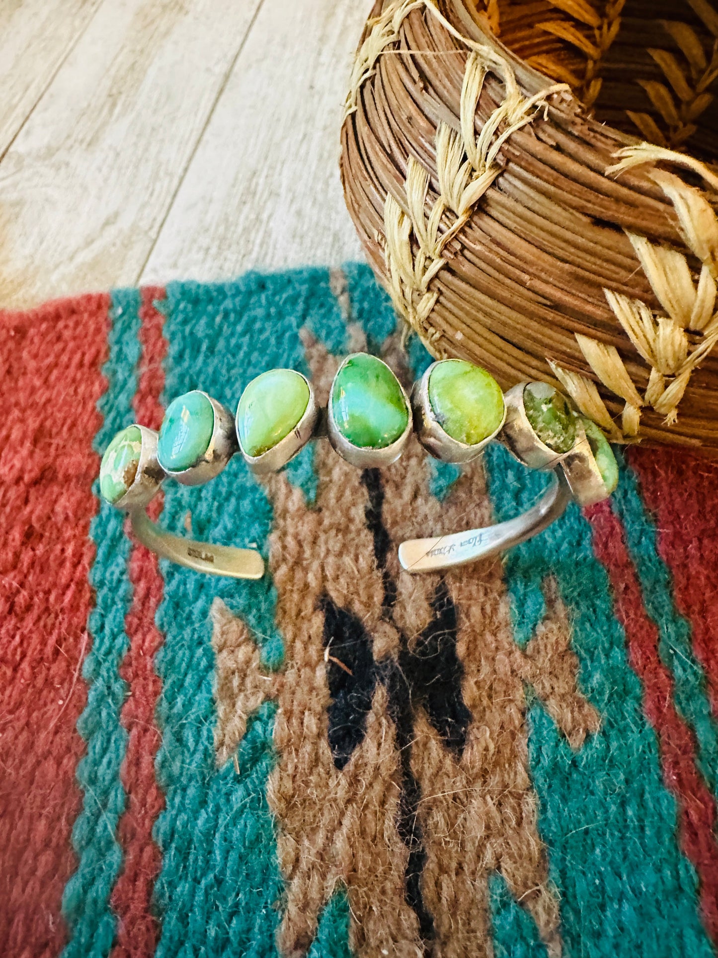 Handcrafted Sonoran Mountain Turquoise & Sterling Silver Cuff Bracelet