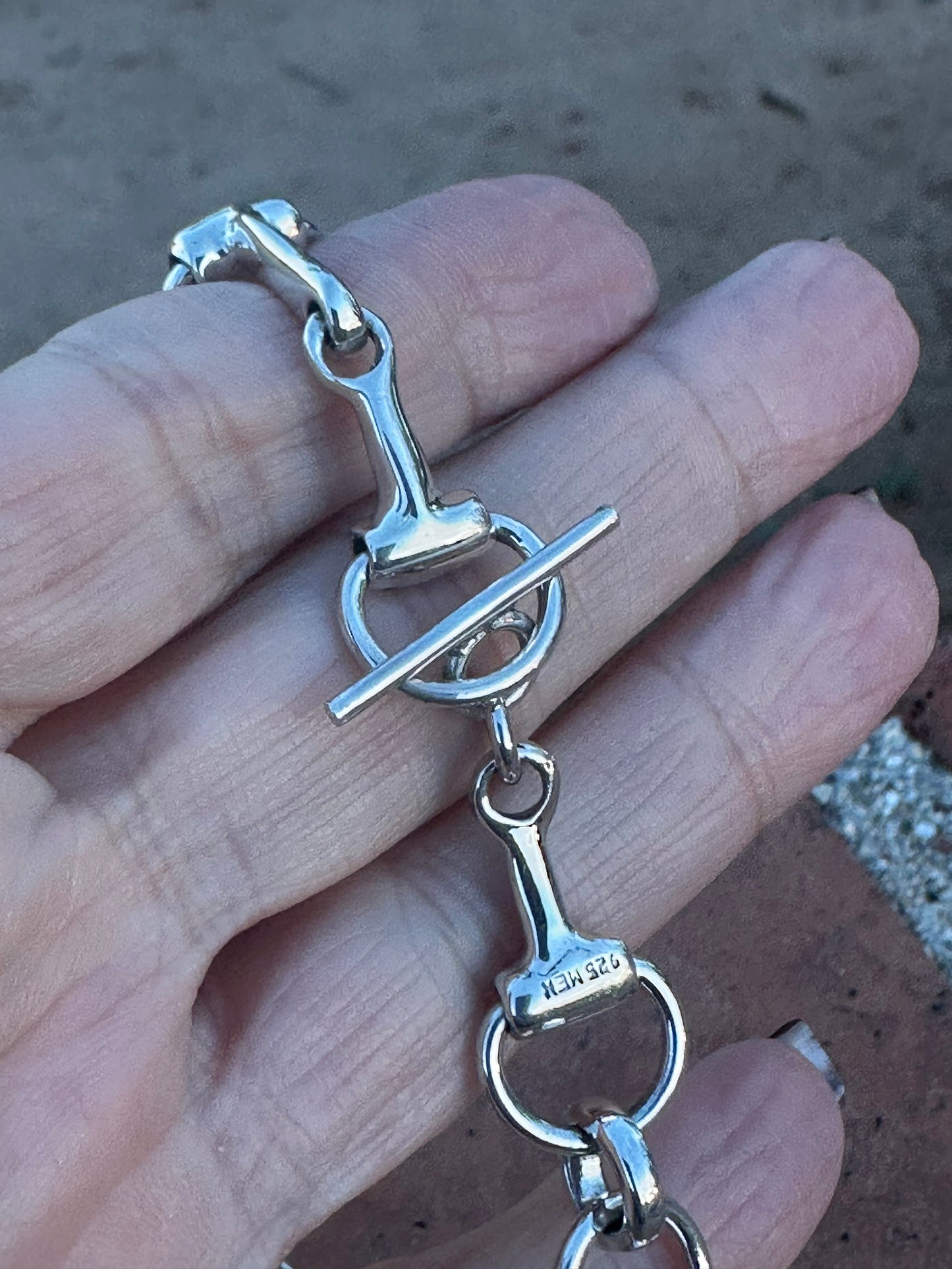 Sterling Silver Snaffle Bit Chain Necklace 20”