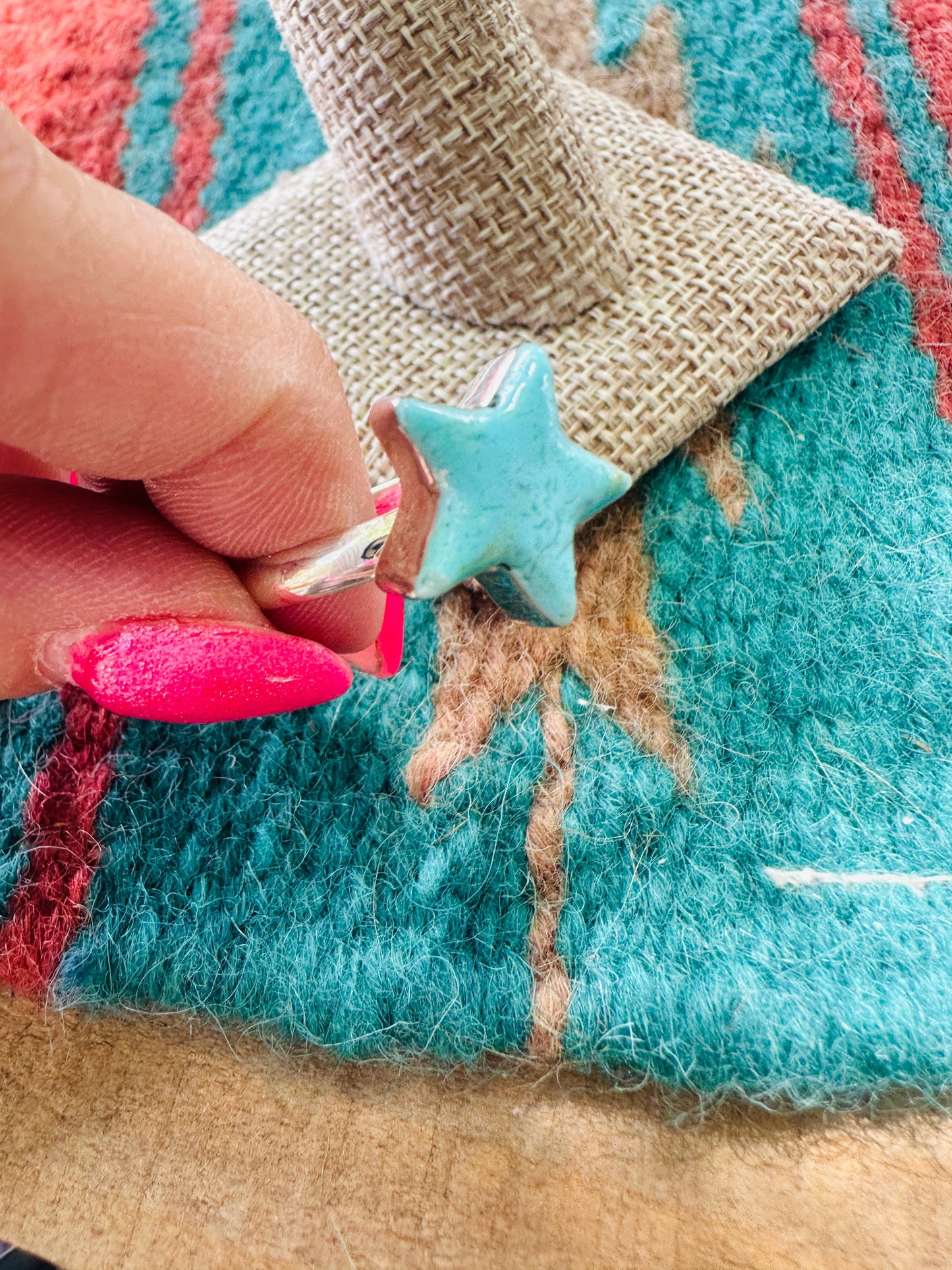 Handmade Sterling Silver &  Turquoise Star Ring