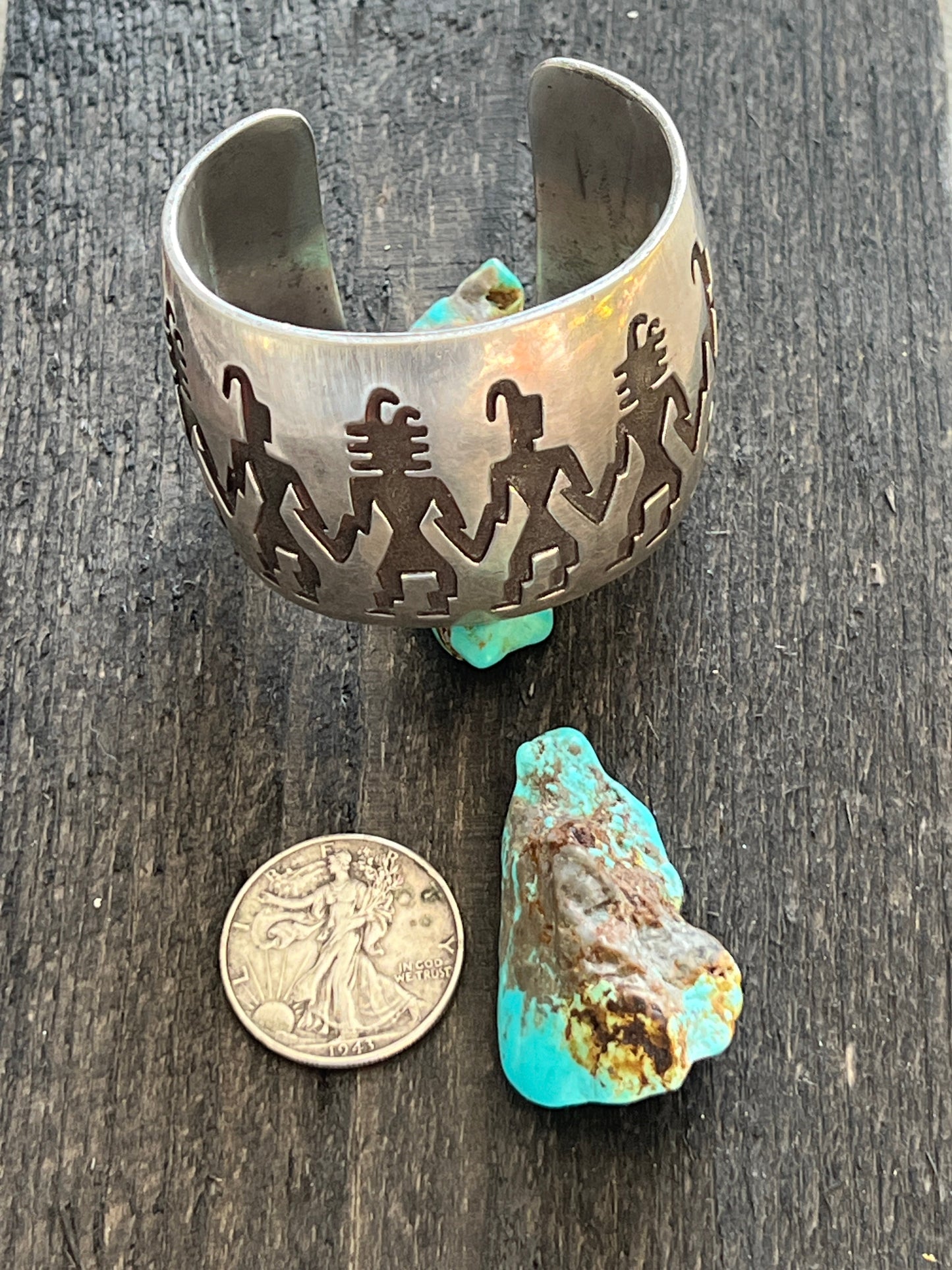 Handcrafted Vintage Sterling Silver Petroglyph Cuff
