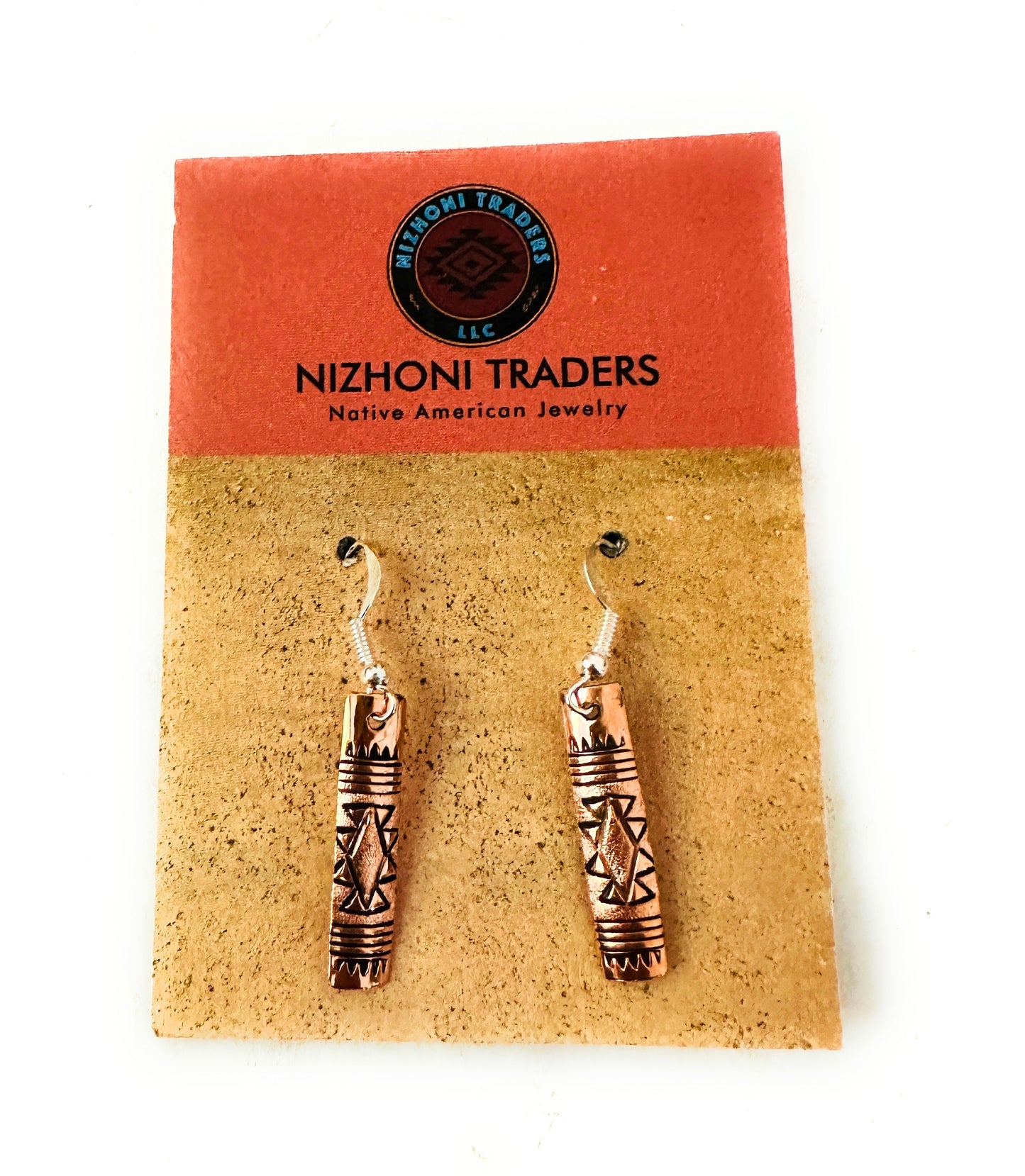 Hand Stamped Copper Dangle Earrings