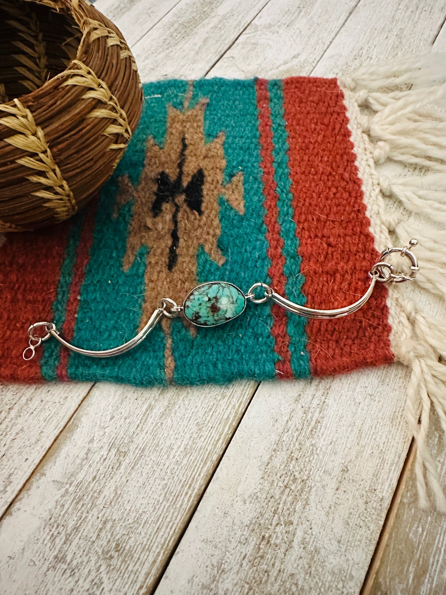 Navajo Turquoise & Sterling Silver Floating Link Bracelet