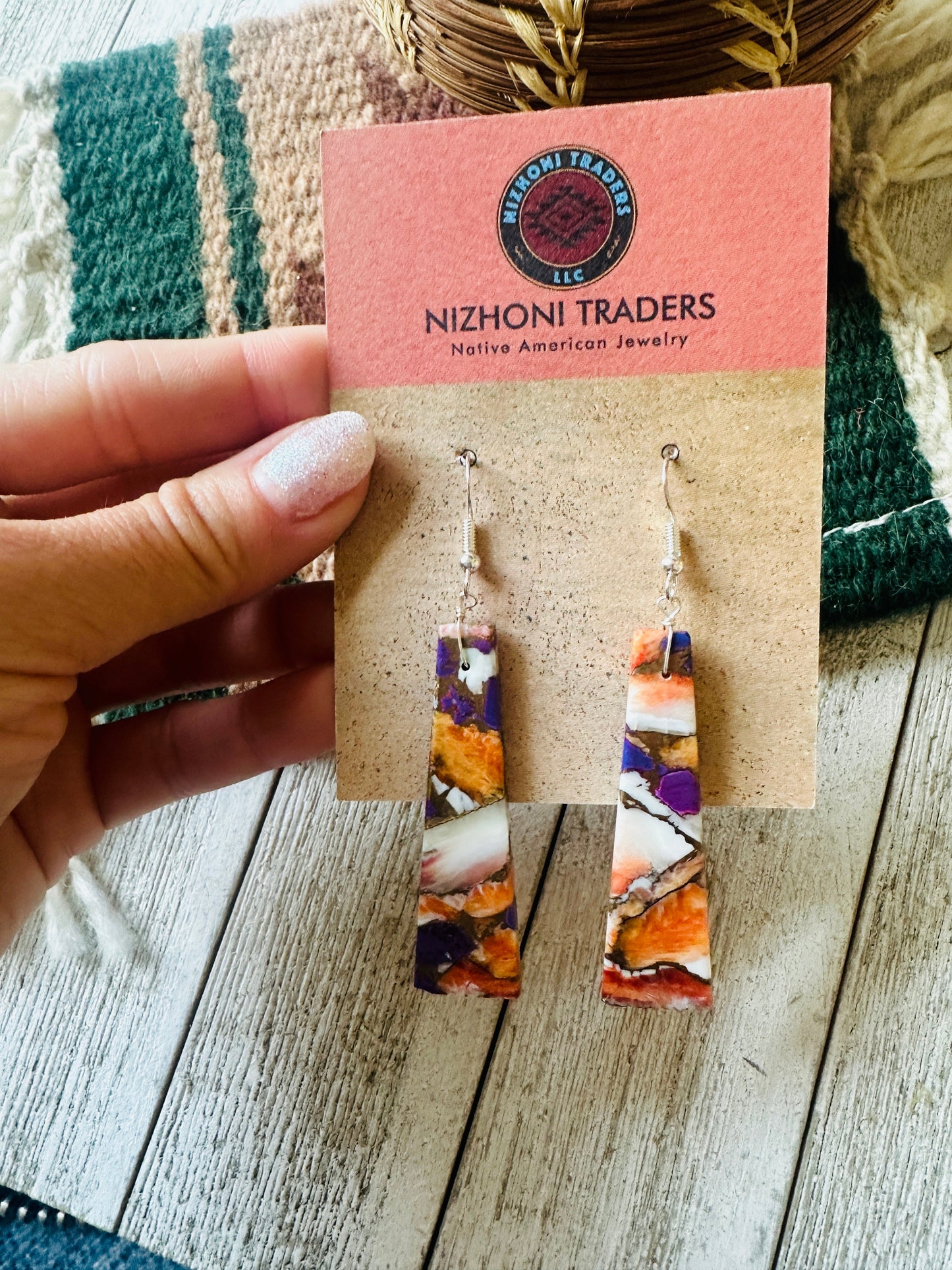 Handcrafted Sterling Silver & Purple Spice Slab Dangle Earrings