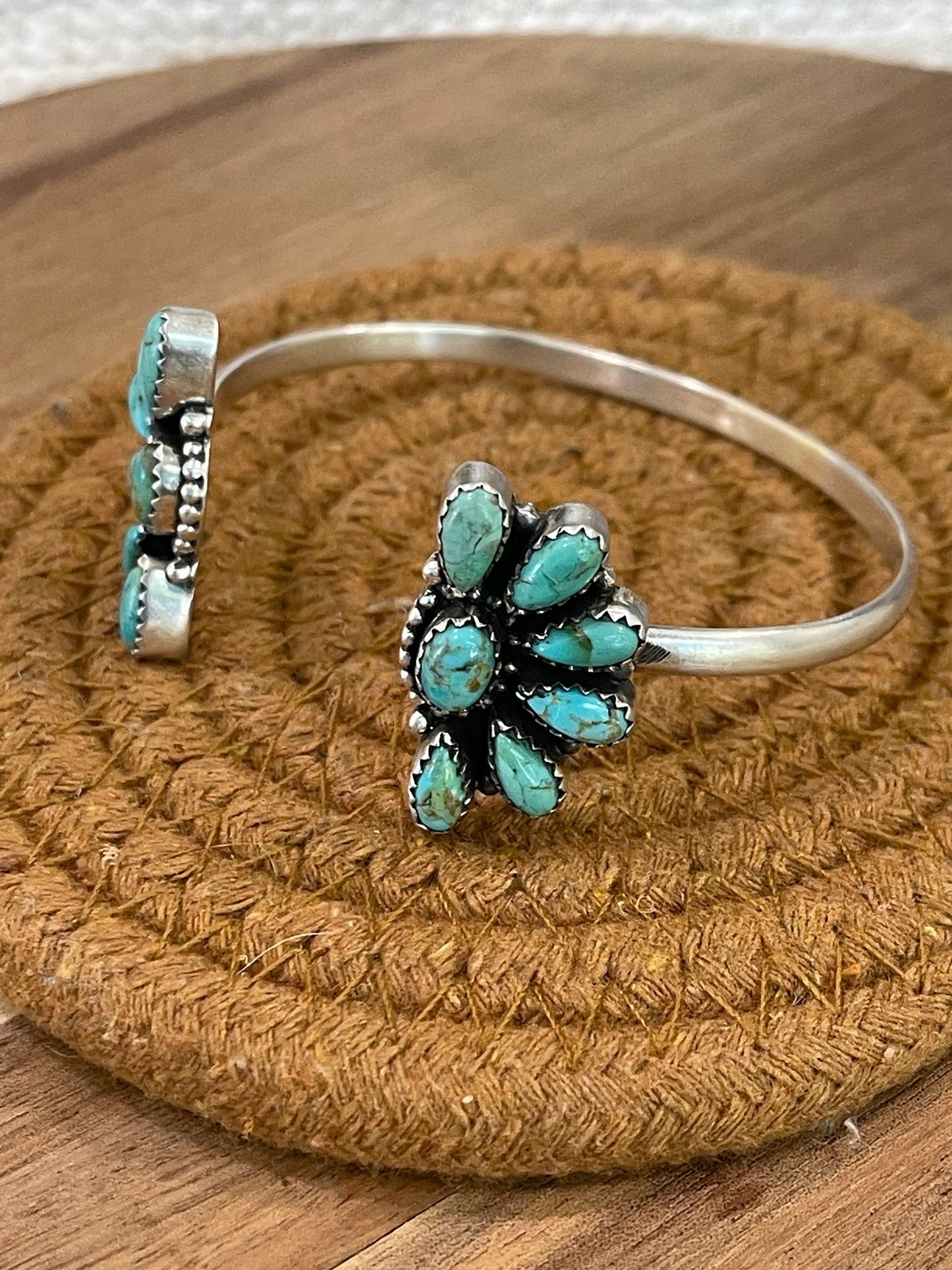 Handcrafted Sterling Silver & Turquoise Cluster Cuff