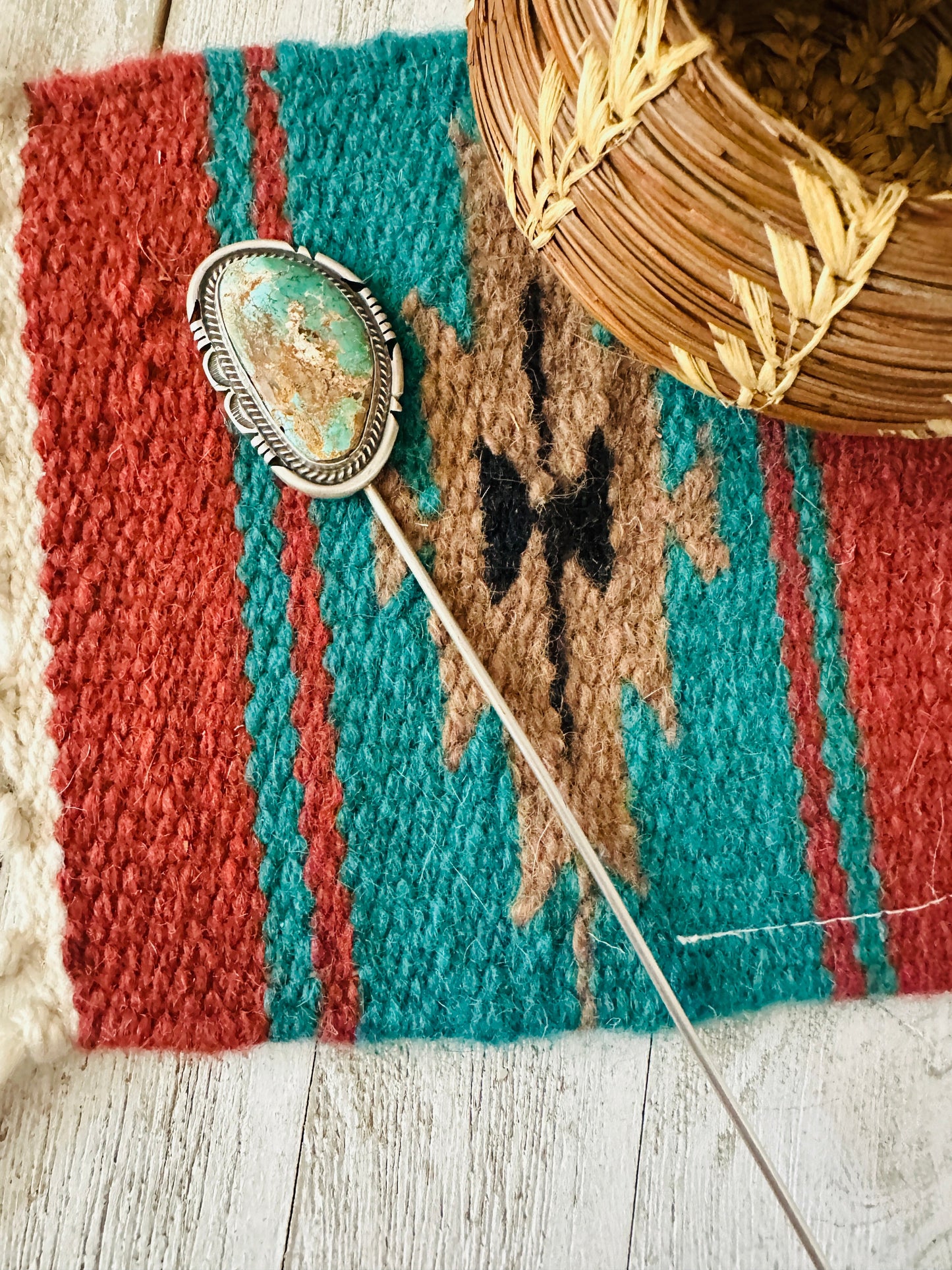 Handcrafted Turquoise & Sterling Silver Hair Pin
