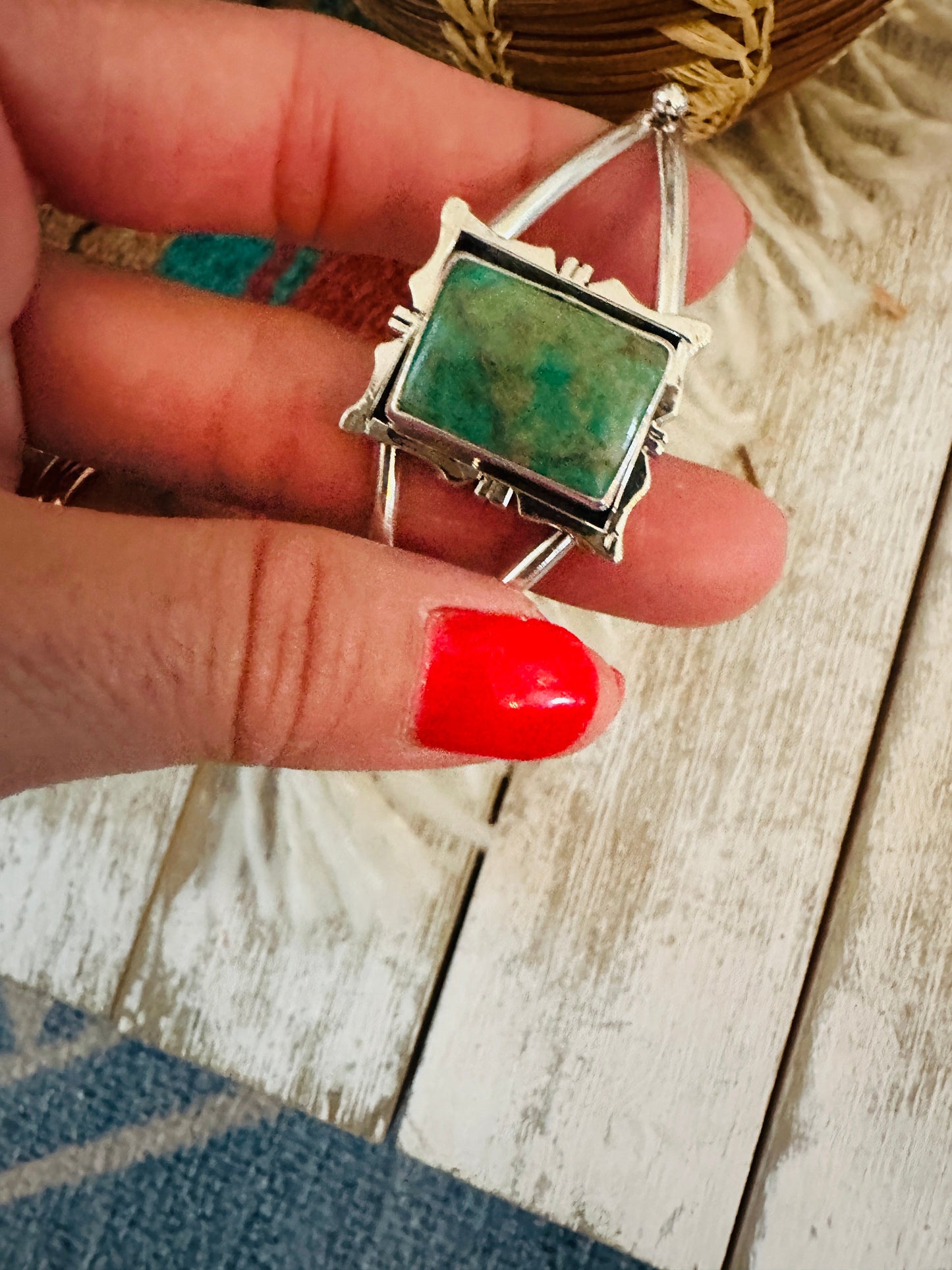 Handcrafted Sterling Silver & Turquoise Shadowbox Cuff Bracelet