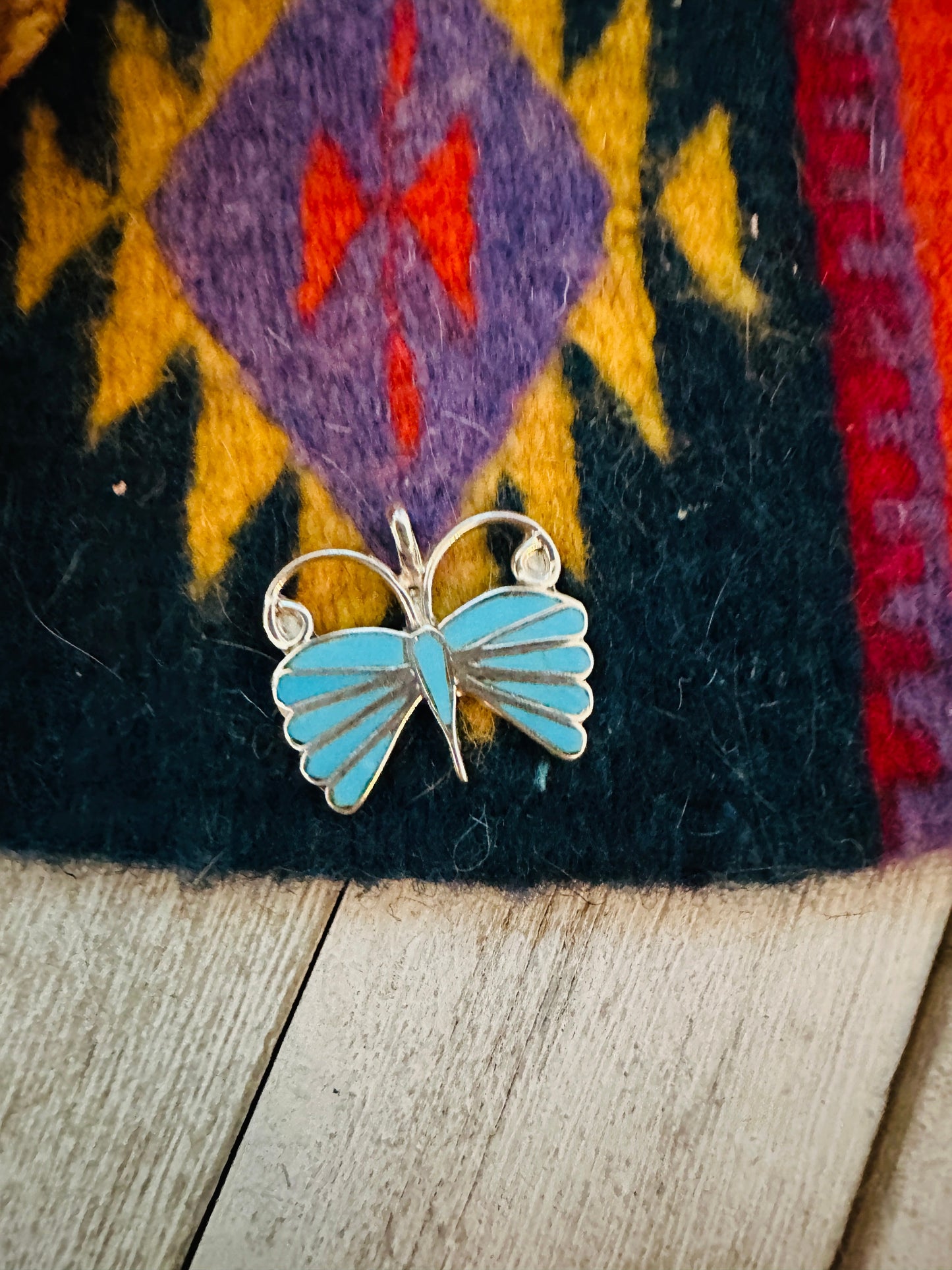 Handcrafted Sterling Silver & Turquoise Inlay Butterfly Pendant