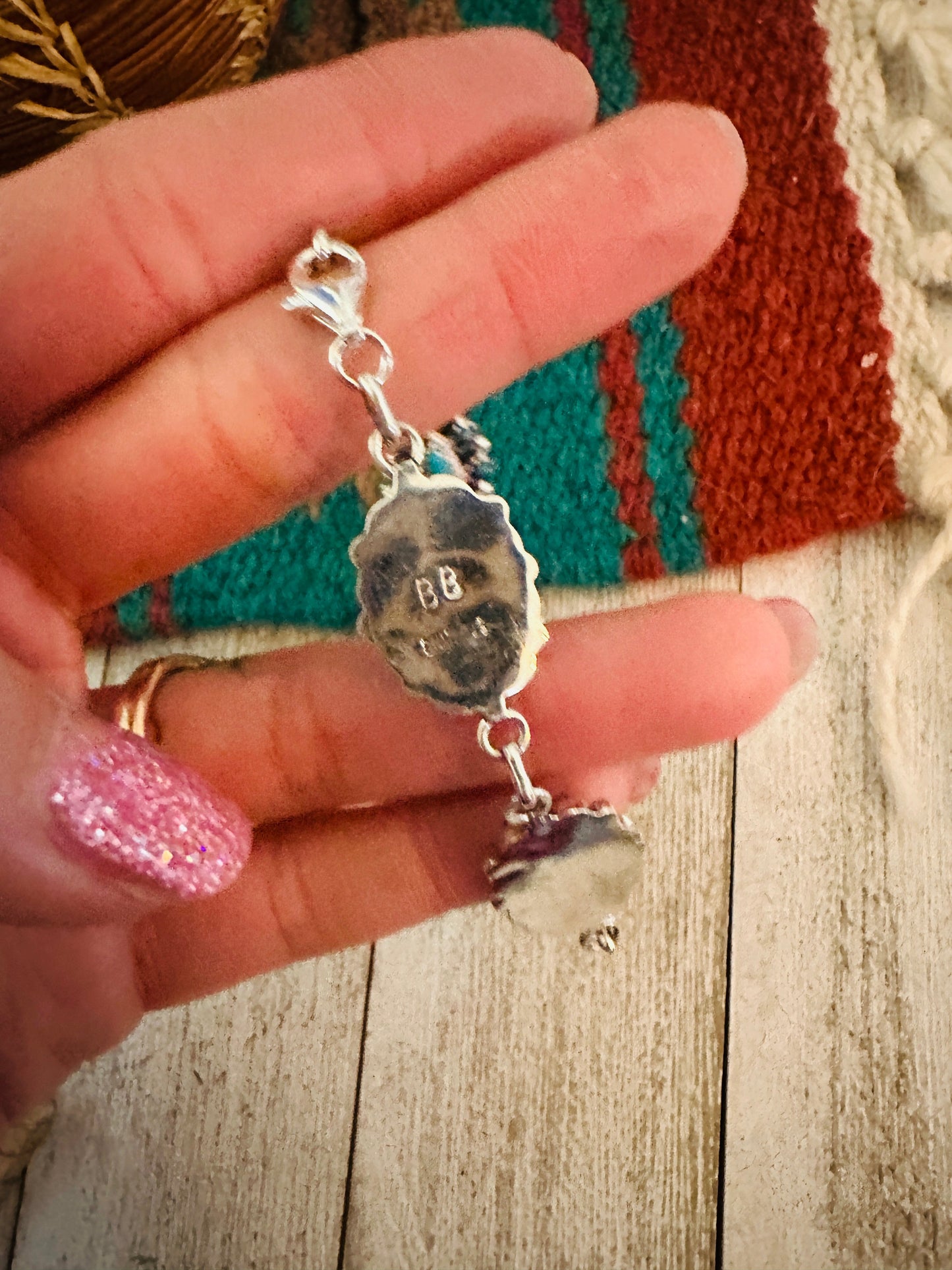 Handcrafted Pink Dream Mojave & Sterling Silver Link Bracelet
