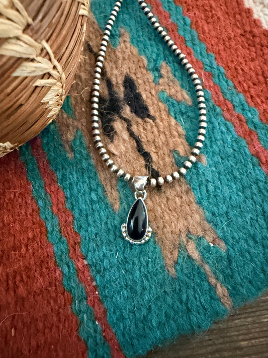 Handcrafted Sterling Silver and Black Onyx Pendant