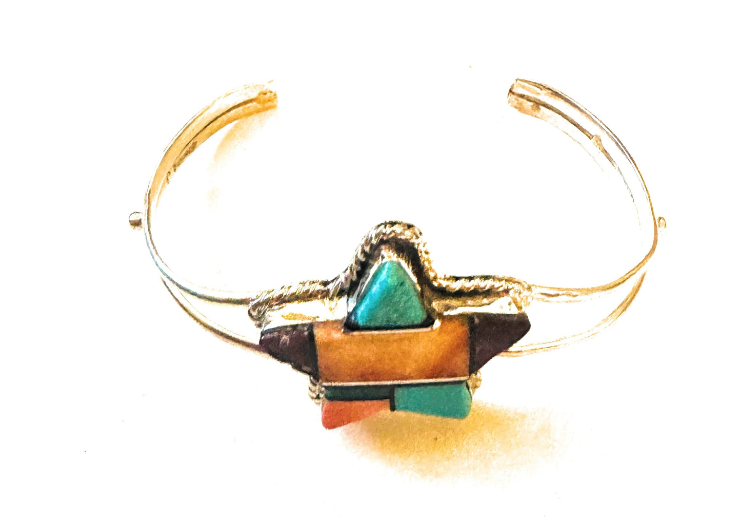 Handcrafted Multi Stone & Sterling Silver Inlay Star Cuff Bracelet
