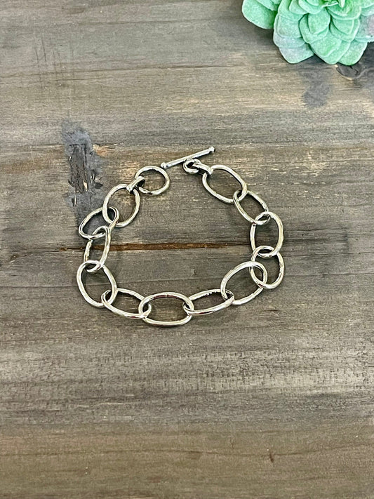 Handmade Beautiful Sterling Silver Link Bracelet 8 inch
