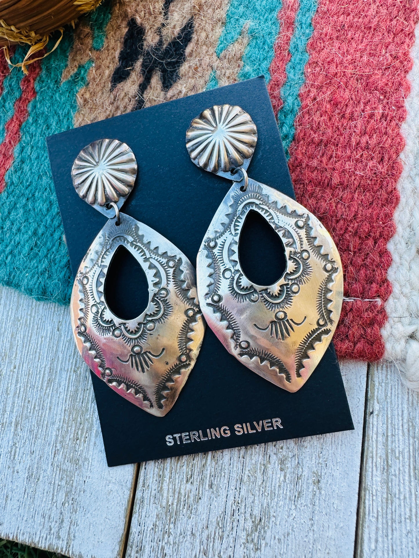 Handcrafted Sterling Silver Concho Dangle Earrings