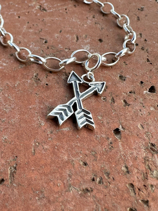 Handcrafted Sterling Silver Double Arrow Charm