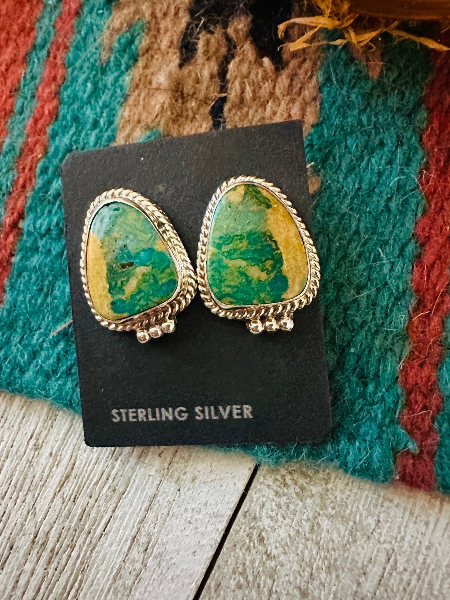 Handcrafted Turquoise & Sterling Silver Post Earrings