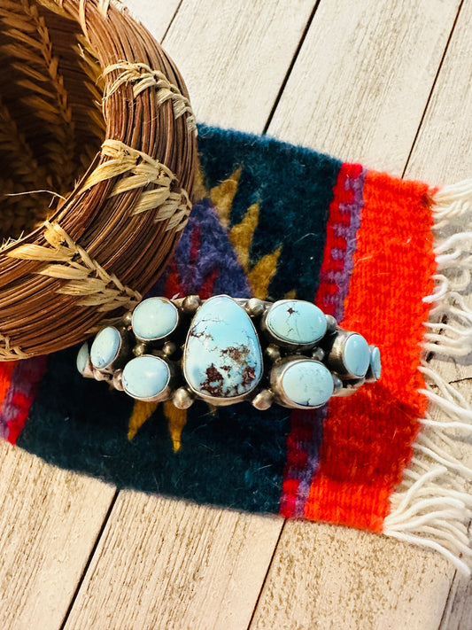 Handcrafted Golden Hills Turquoise & Sterling Silver Cuff Bracelet by Kathleen Chavez /