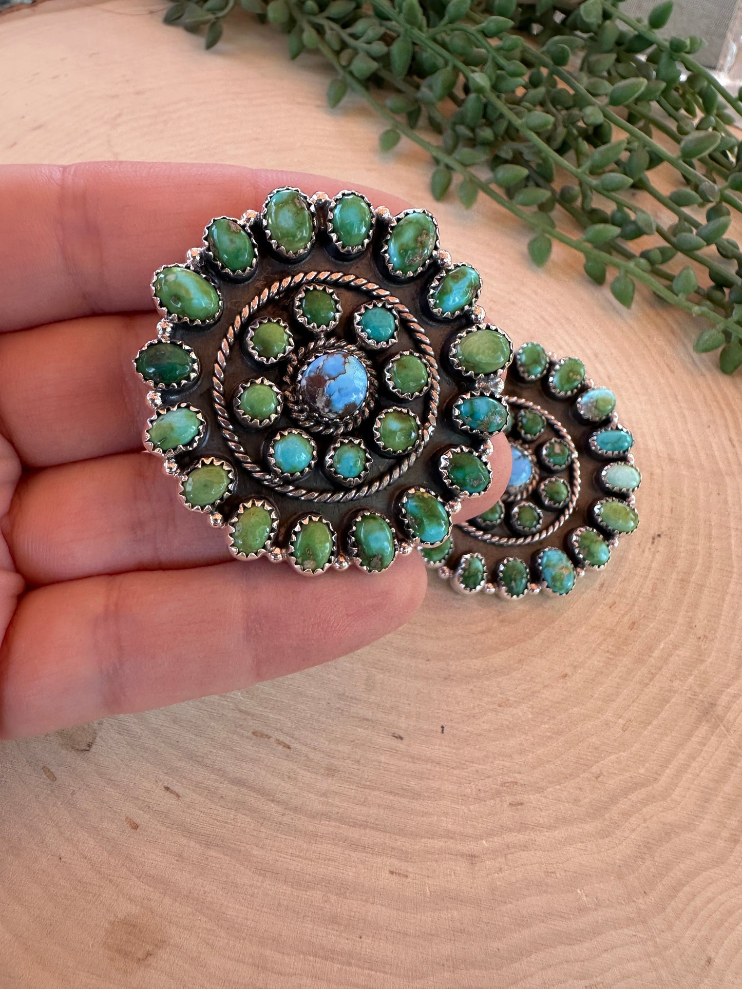 Handmade Golden Hills Turquoise, Sonoran Mountain Turquoise & Sterling Silver Cluster Post Earrings