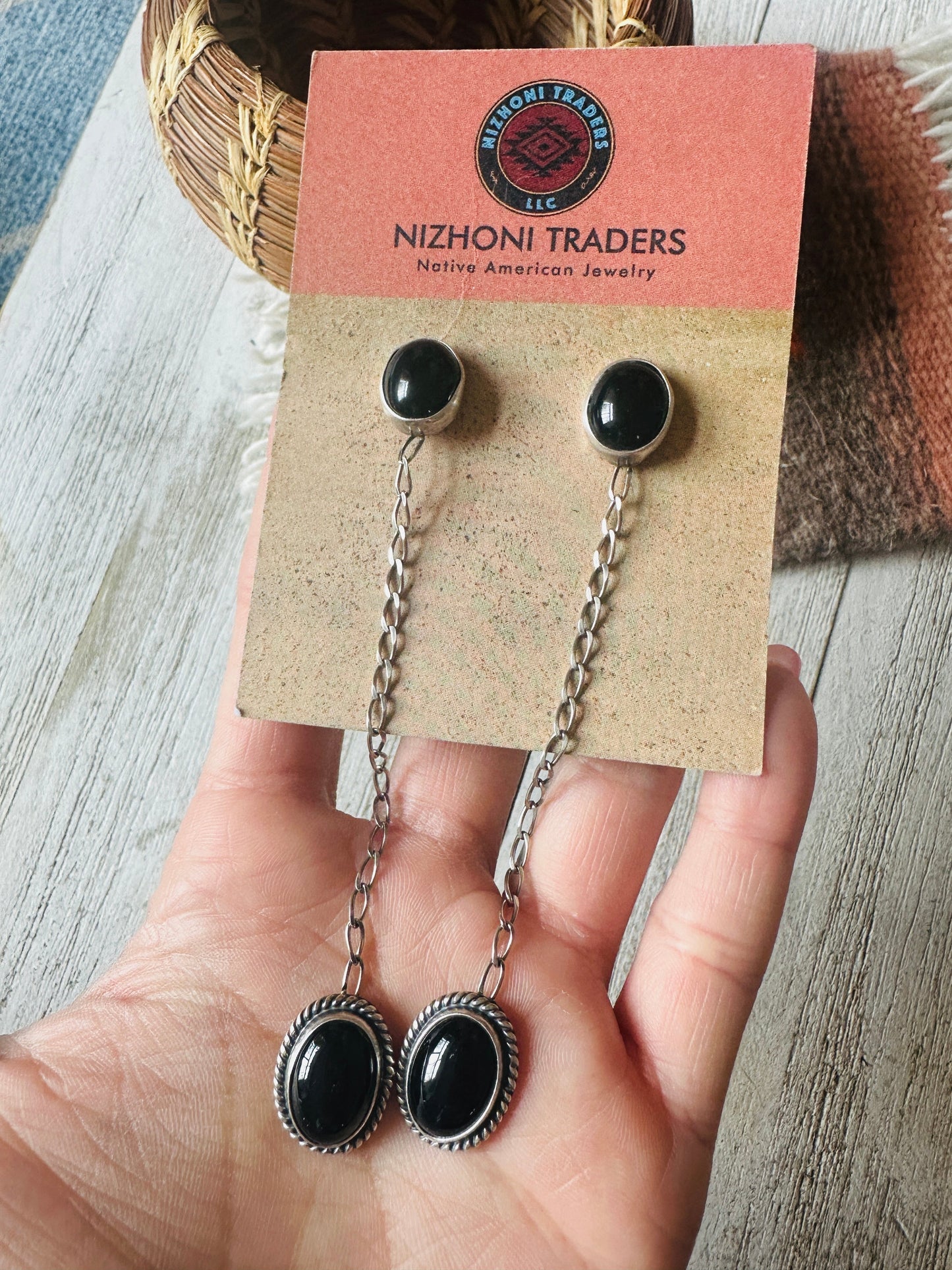 Handcrafted Sterling Silver & Black Onyx Dangle Earrings