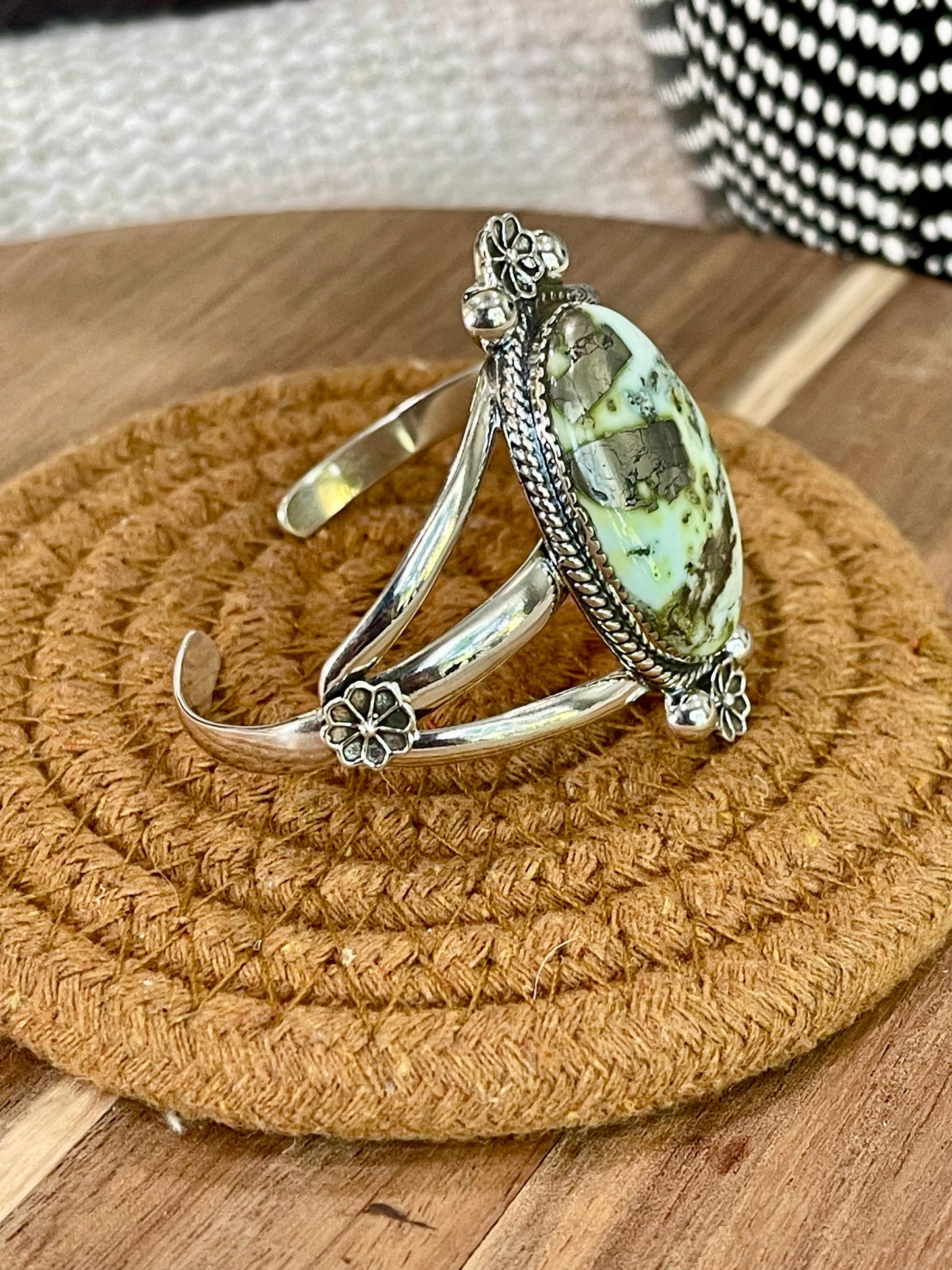 Gorgeous Handmade Sterling Silver & Palomino Cuff Bracelet