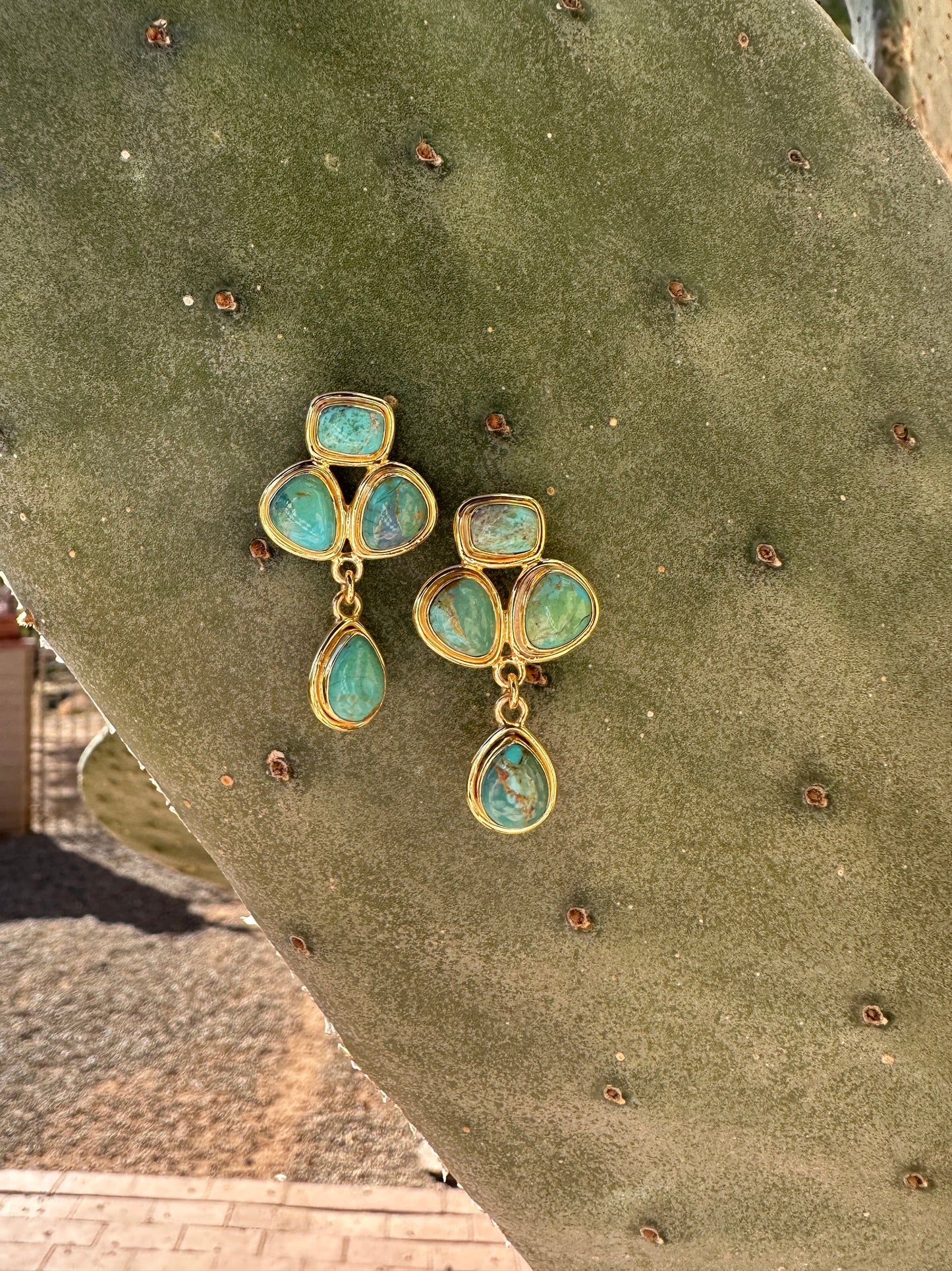 “The Golden Collection”  RODEO QUEEN Handmade Gold Plated & Natural Turquoise Earrings
