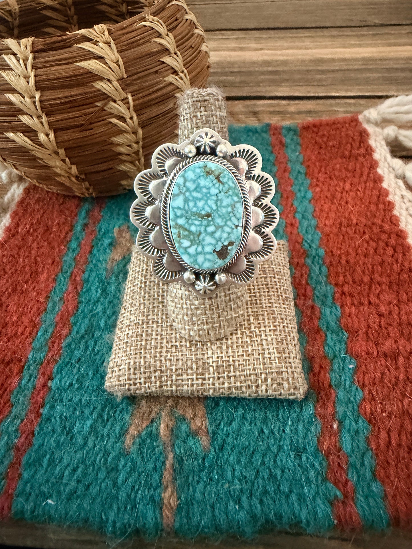 Handcrafted Dry Creek Turquoise & Sterling Silver Ring Size 8 by Randy Boyd