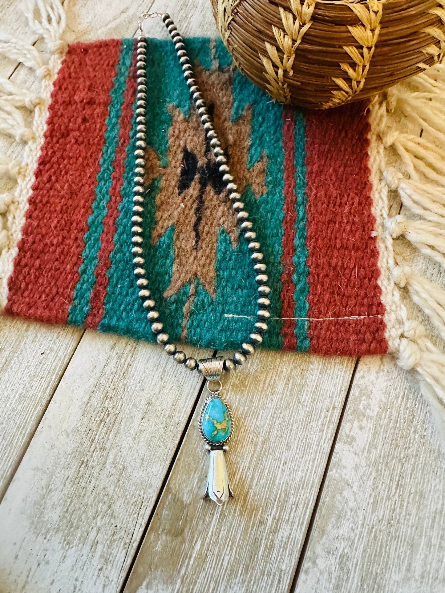 Handcrafted Sterling Silver & Sonoran Gold Turquoise Blossom Necklace