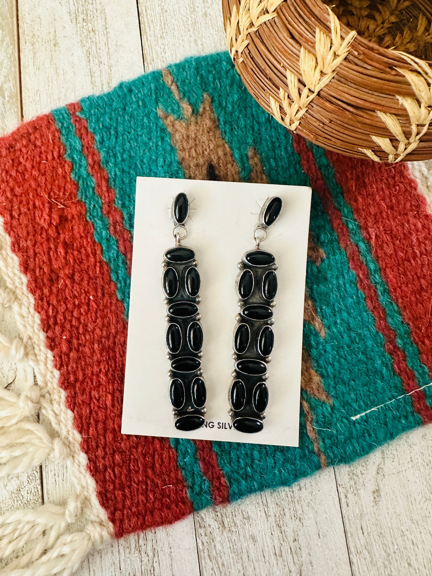 Handcrafted Black Onyx & Sterling Silver Dangle Earrings by Jacqueline Silver