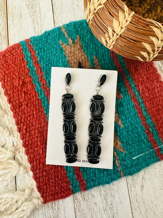 Handcrafted Black Onyx & Sterling Silver Dangle Earrings by Jacqueline Silver