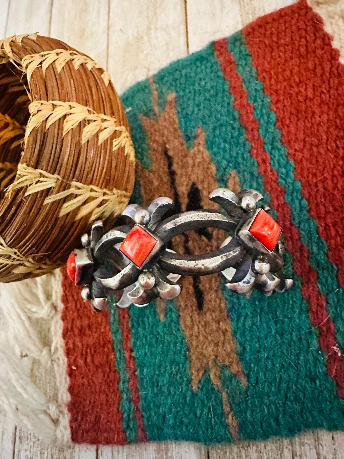 Handcrafted Spiny Oyster & Sterling Silver Cuff Bracelet by Chimney Butte