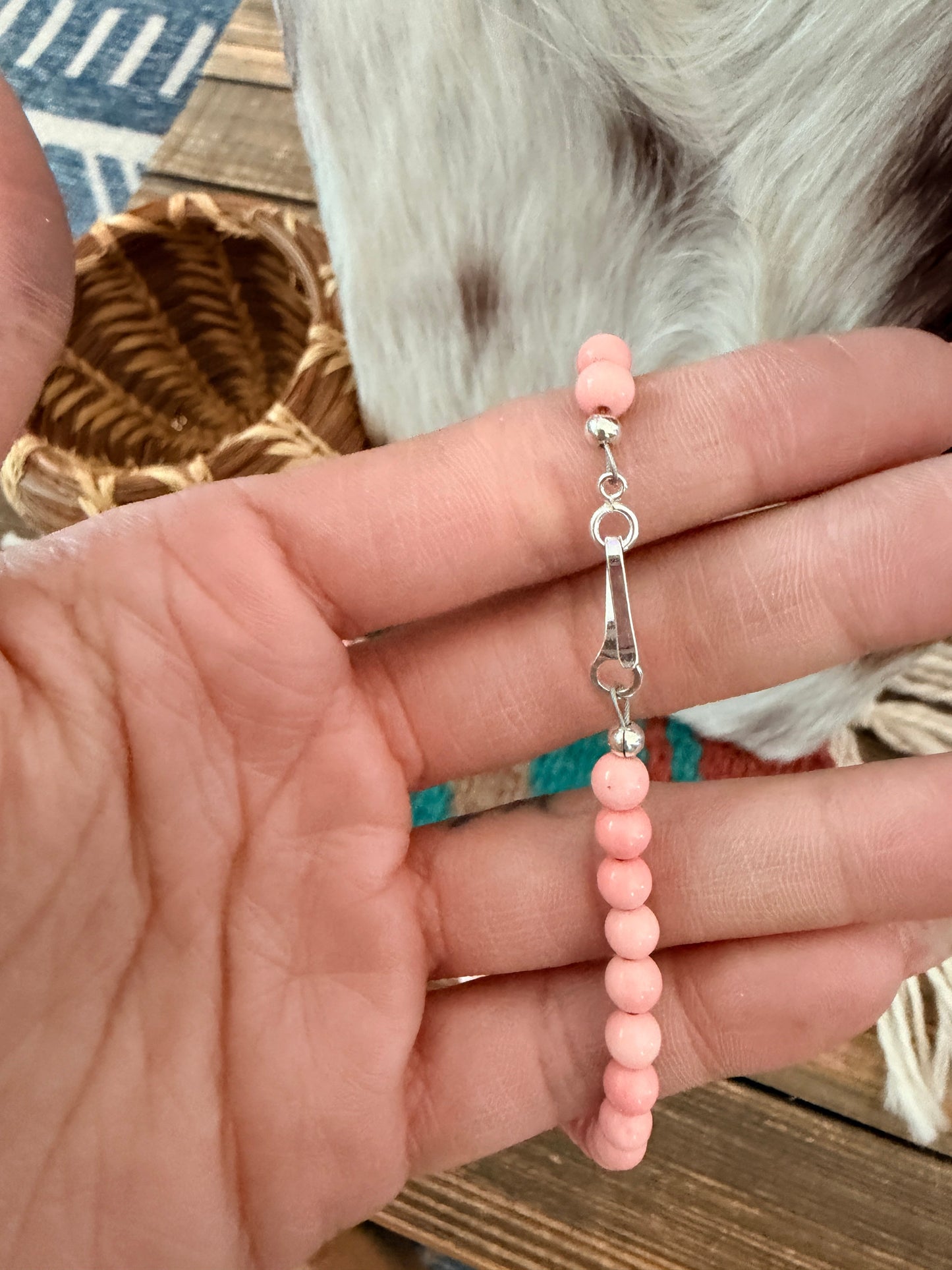 Handcrafted 5mm Queen Pink Conch 18” Beaded Necklace