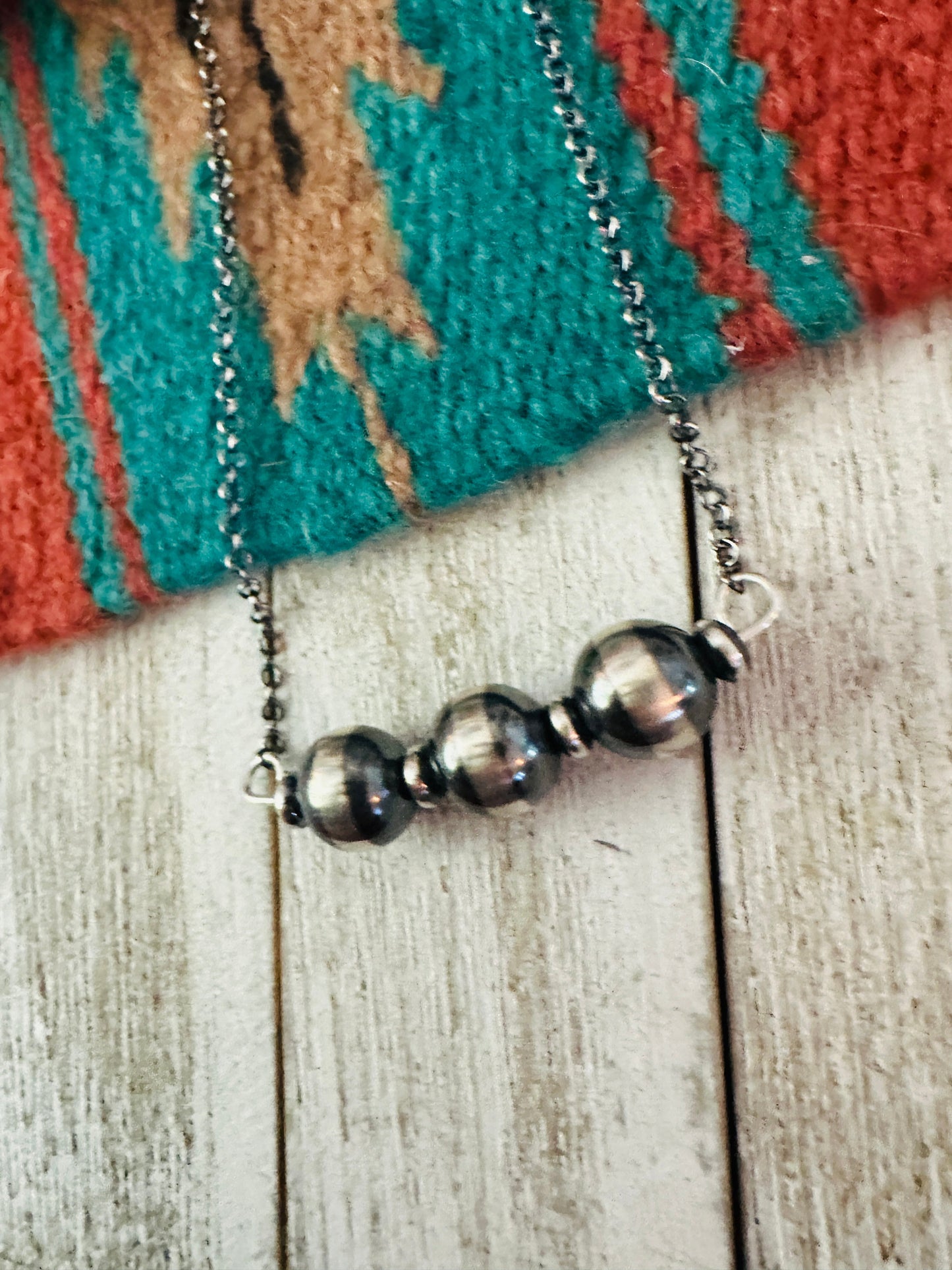 Handcrafted Sterling Silver Pearl Beaded Chain Necklace