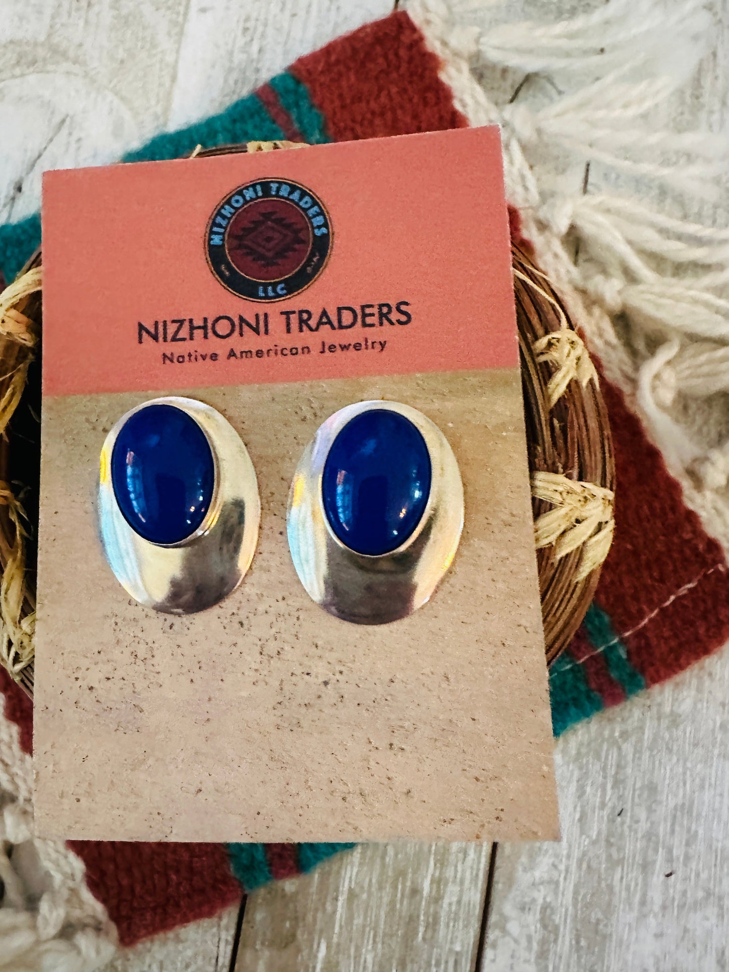 Handcrafted Lapis & Sterling Silver Post Earrings
