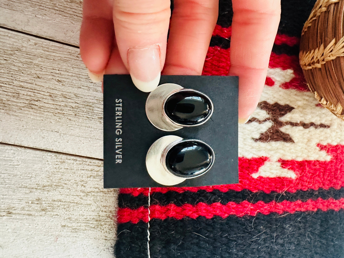 Handcrafted Onyx & Sterling Silver Post Earrings
