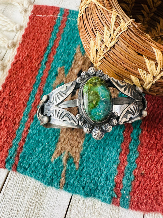 Handcrafted Sonoran Mountain Turquoise & Sterling Silver Cuff Bracelet