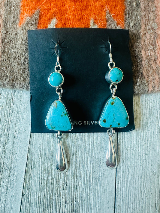 Handcrafted Turquoise And Sterling Silver Dangle Earrings