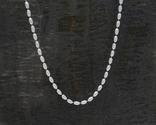 Sterling Silver Rice Bead Necklace 18”