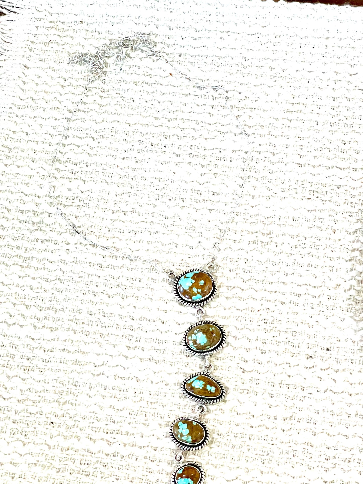Handmade Sterling Silver Number 8 Turquoise  Drop Necklace with Signed Nizhoni