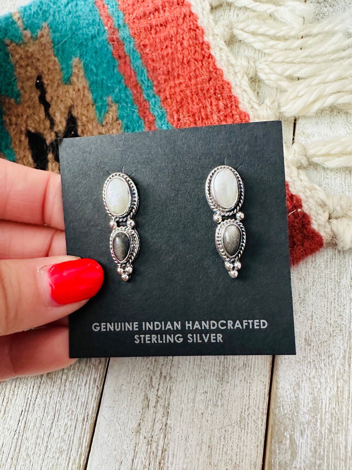 Handcrafted Sterling Silver, Pearl & Hematite Post Earrings