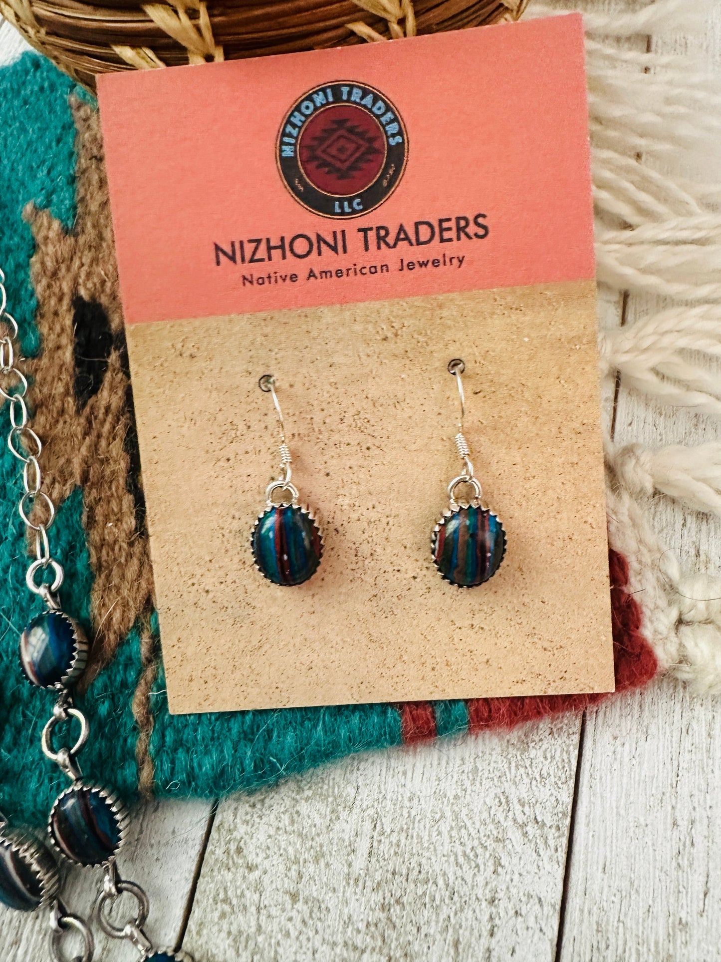 Handcrafted Rainbow Calsilica & Sterling Silver Necklace Set