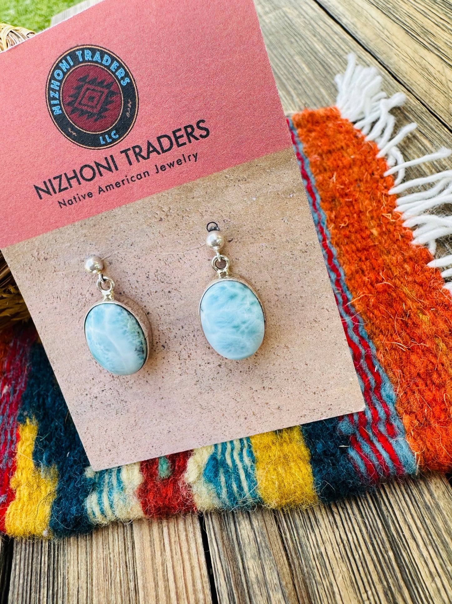 Handcrafted Larimar & Sterling Silver Dangle Earrings