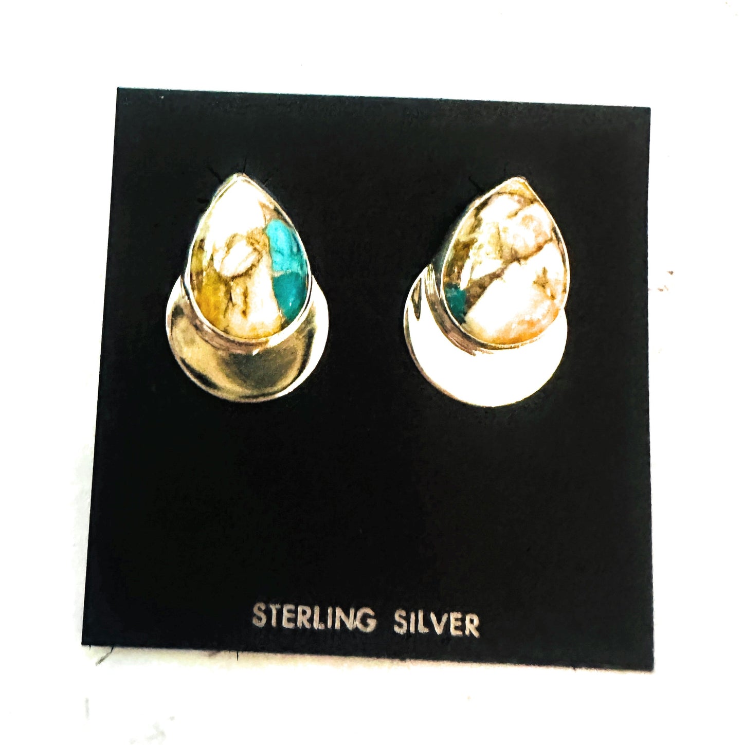Handcrafted Spice & Sterling Silver Post Earrings