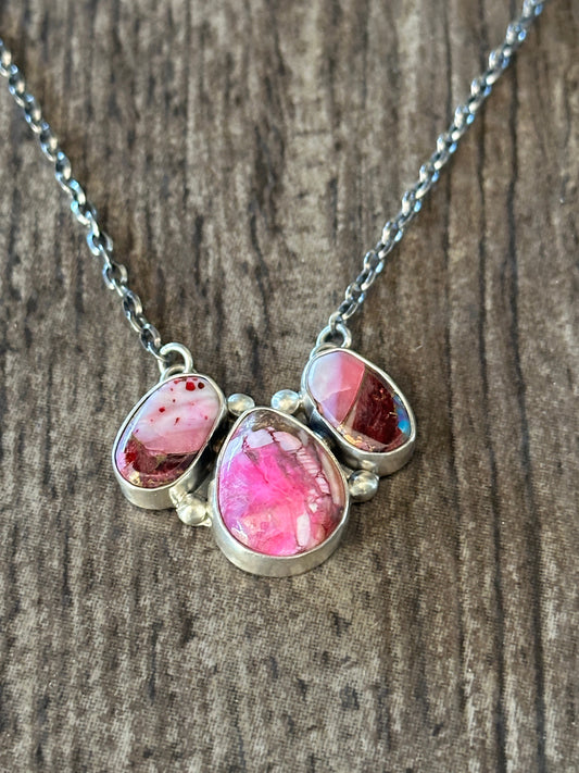 Handcrafted Sterling Silver & Pink Dream Mohave Necklace Signed