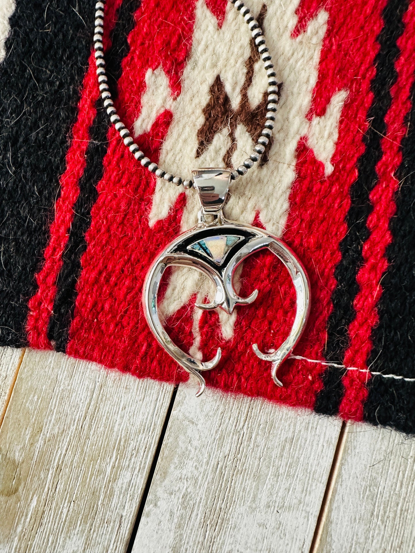Handcrafted Sterling Silver & Opal Inlay Naja Pendant