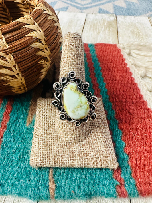 Handcrafted Carico Lake Turquoise & Sterling Silver Ring size 8